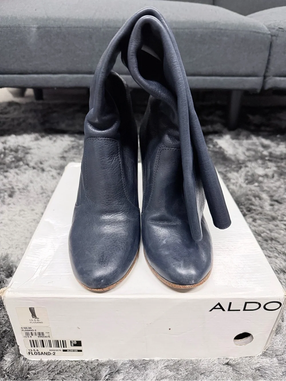 ALDO Navy Knee High Leather Boots